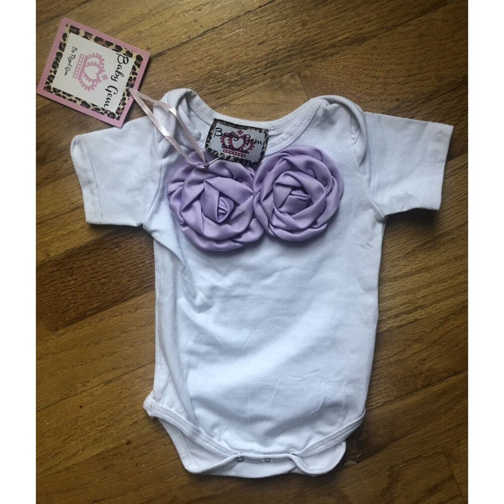 Royal Gem Clothing 0-3M Purple Rosette Onesie